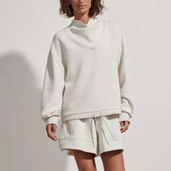 Varley Tops - Varley Kavala Sweatshirt Women S Ivory Speckle DoubleSoft Funnel Neck Pullover
